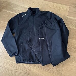 CCM Hockey rink suit track black jacket Large L pants medium M nhl